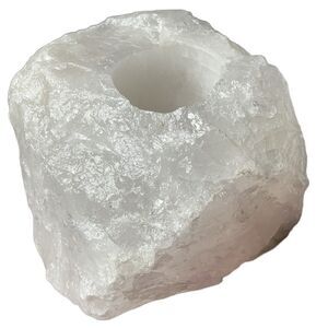 Brazilian Natural Selenite White Crystal Stone Candle Holder (Over 3 Pounds!)